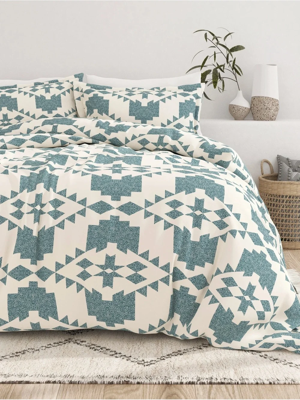 Teal Aztec 3-Piece Duvet Cover Set Full/Queen
